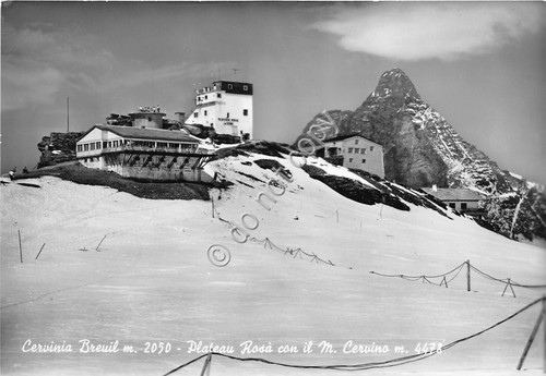 Cartolina Cervinia Breuil Plateau Rosà con Monte Cervino