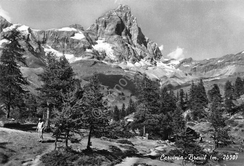 Cartolina Cervinia panorama monte animata