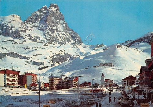 Cartolina Cervinia panorama parziale paese 1970