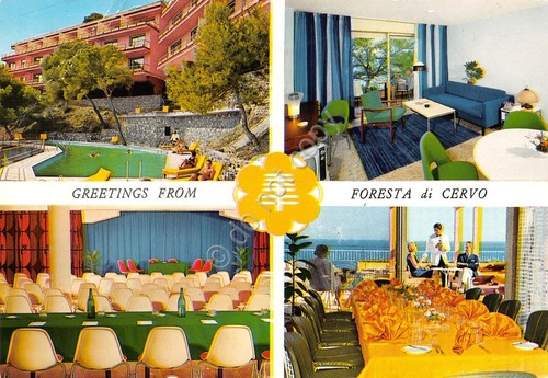 Cartolina Cervo Ligure Hotel Foresta di Cervo vedute varie piega