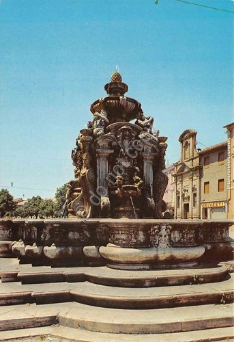Cartolina Cesena Fontana del Masini negozio Univesti anni '60