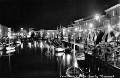 Cartolina Cesenatico Porto Canale Notturno 1962