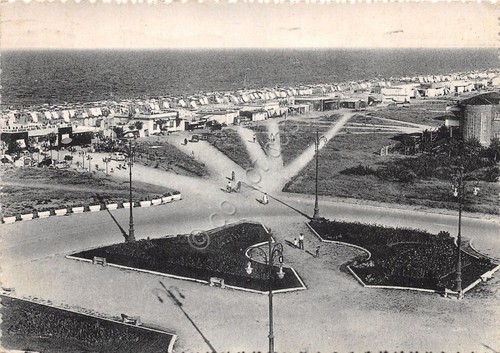 Cartolina Cesenatico Spiaggia dall'alto 1958 Timbro Prefettura (Forl“)
