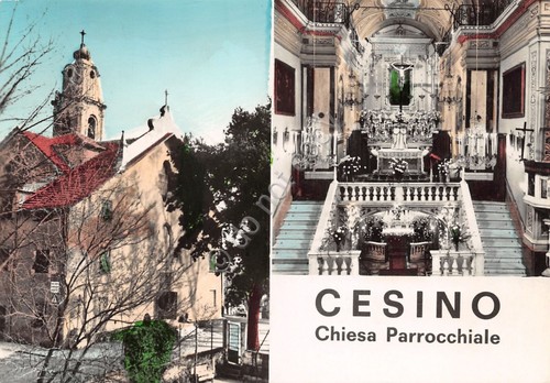 Cartolina Cesino vedute chiesa interno