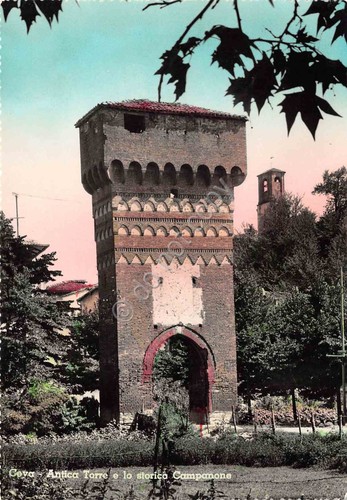 Cartolina Ceva Antica Torre e Campanone colorata