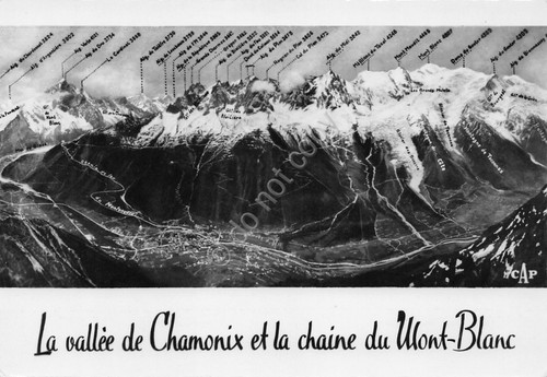 Cartolina Chamonix Mont Blanc montagne con nome anni '60