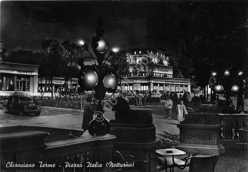 Cartolina Chianciano - Piazza Italia - Notturno - 1955 - …