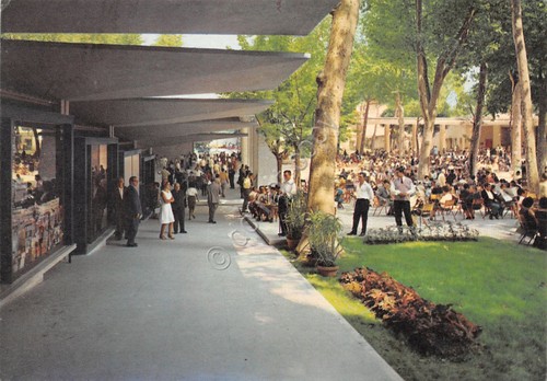 Cartolina Chianciano Terme Stabilimento Acqua Santa Portico e parco animata …