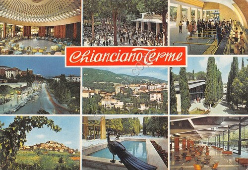 Cartolina Chianciano Terme vedute varie terme città 1985