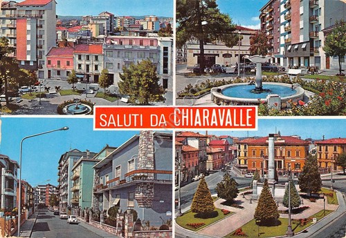 Cartolina Chiaravalle vedute varie paese 1989