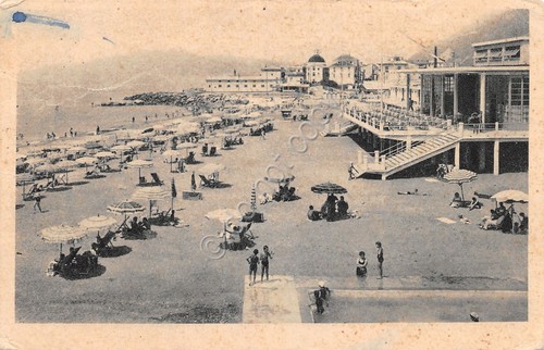 Cartolina Chiavari Bagni Lido animata 1949