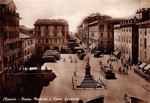 Cartolina Chiavari Corso Matteotti Corso Garibaldi animata Bus