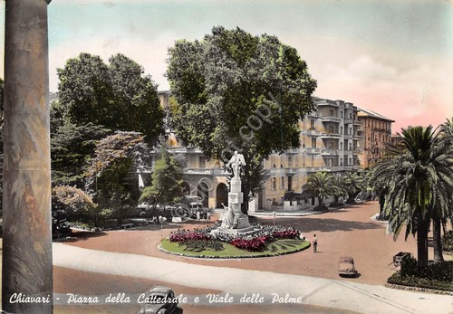 Cartolina Chiavari Piazza Cattedrale Viale delle Palme 1953 (Genova)