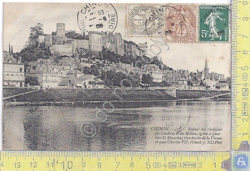 Cartolina Chinon - Ruines chateaux Coudray et Milieu - Vg …