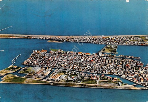 Cartolina Chioggia e Lido di Sottomarina panorama aereo 1968