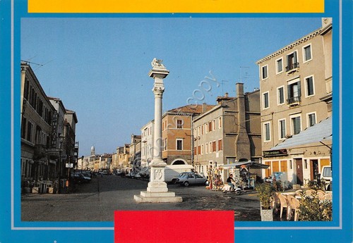 Cartolina Chioggia Piazzetta Vigo animata bar case