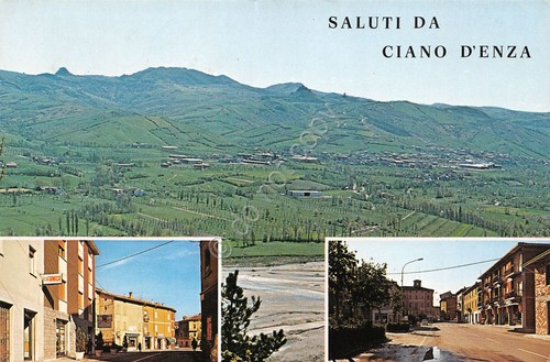 Cartolina Ciano d'Enza paese Farmacia via e panorama 1978