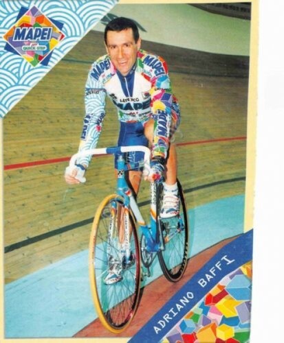 Cartolina ciclismo Adriano Baffi al retro gli sponsor 1999