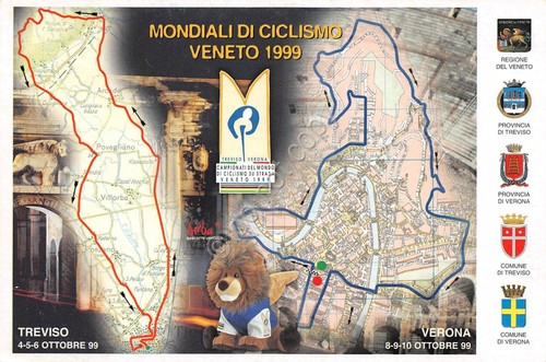 Cartolina Ciclismo MOndiali di ciclismo Veneto 1999 Treviso Verona