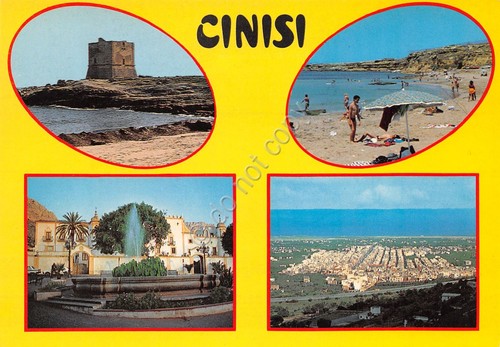Cartolina Cinisi Grafica vedute varie panorama paese Anni '70
