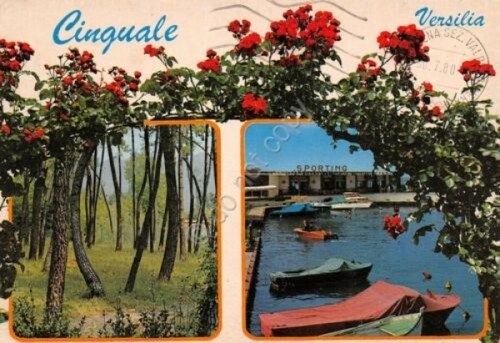 Cartolina Cinquale vedute Sporting 1980