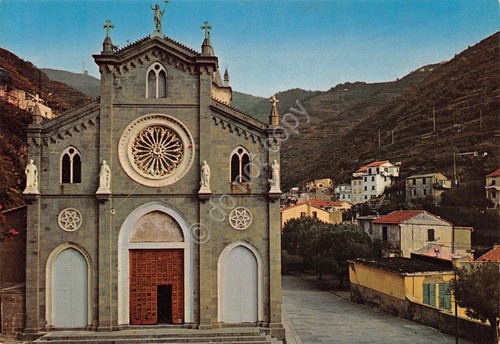 Cartolina Cinque Terre Riomaggiore Chiesa S, Giovanni Battista (La Spezia)