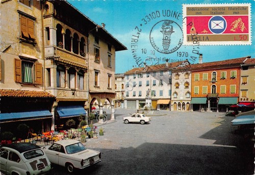 Cartolina Cividale del Friuli Piazza Paolo Diacono 1970