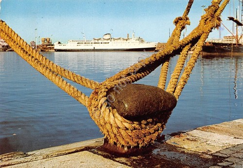 Cartolina Civitavecchia nave traghetto per Sardegna corda da nave 1971