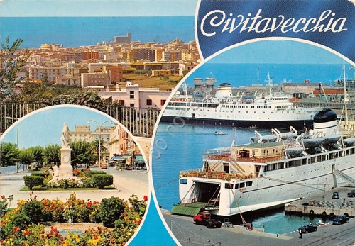 Cartolina Civitavecchia Vedutine e navi 1969 (Roma)