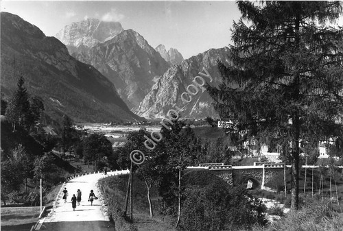 Cartolina Claut Ponte Chiadola e Monte Col Nudo 1955