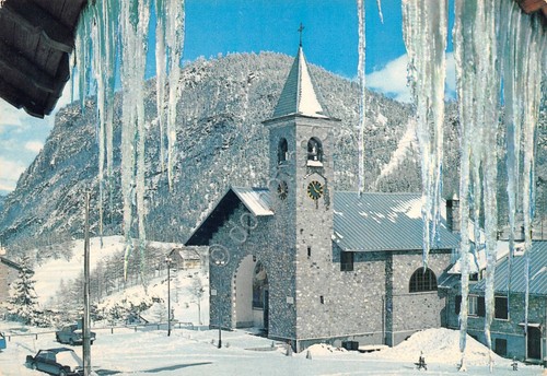 Cartolina Claviere Chiesa 1974 (Torino)