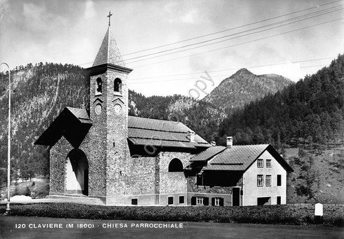 Cartolina Claviere Chiesa Parrocchiale 1951