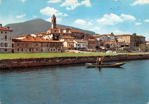 Cartolina Clusane panorama con barca 1972