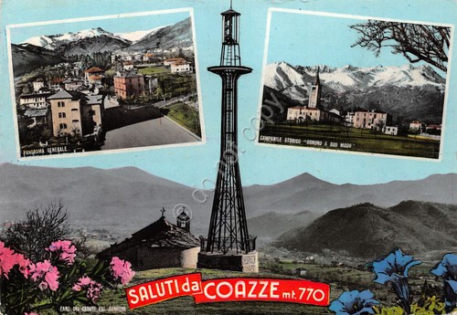 Cartolina Coazze vedute varie 1963