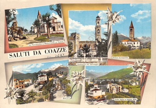 Cartolina Coazze vedute varie anni '60