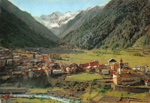 Cartolina Cogne panorama e Gran Paradiso 1962 (Aosta)