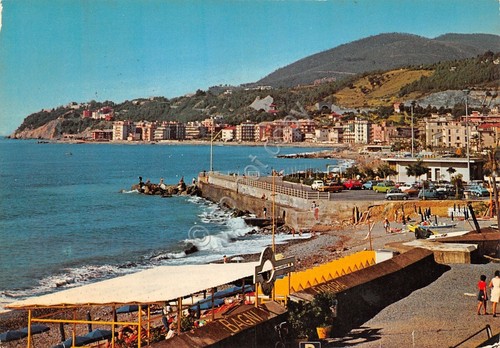 Cartolina Cogoleto scorcio panoramico lungomare stabilimento balneare