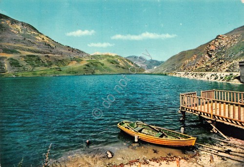 Cartolina Colle della Maddalena Valle Stura Il Lago barca animata