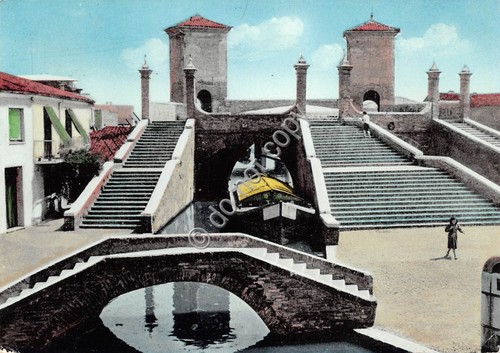 Cartolina Comacchio Treponti animata 1968