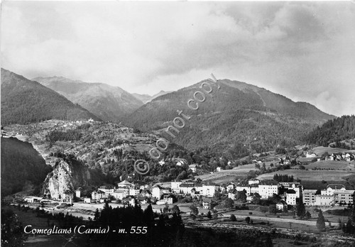Cartolina Comegliano Carnia panorama