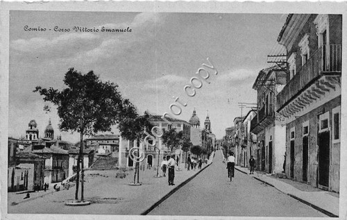 Cartolina Comiso Corso Vittorio Emanuele Animata anni '20