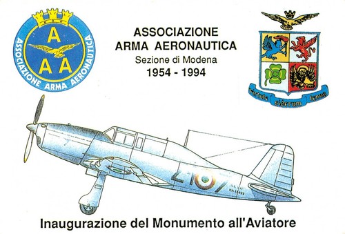 Cartolina commemora Associazione Arma Aeronautica Monumento Aviator Modena 1994