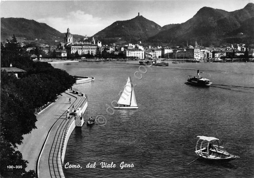 Cartolina Como dal Viale Geno Imbarcazioni - 1969