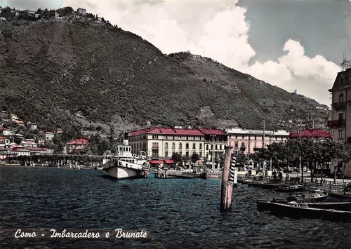 Cartolina Como Imbarcadero e Brunate 1954
