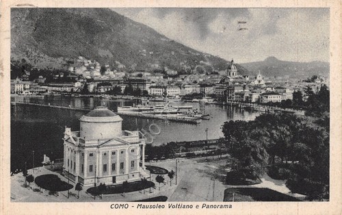 Cartolina Como Mausoleo Voltiano e panorama 1938