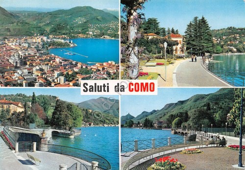 Cartolina Como Vedute carie lago e panorama 1975