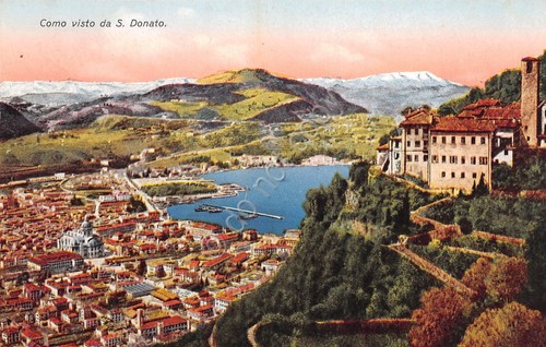 Cartolina Como vista da San Donato illustrata ED. Cesare Capello …