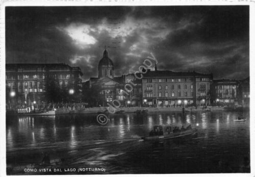 Cartolina Como vista dal Lago Notturno 1958