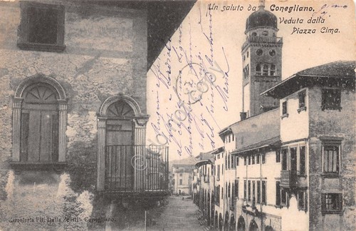 Cartolina Conegliano Vista da Piazza Cima 1900 circa