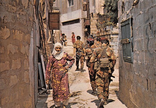 Cartolina Contingente Italiano in Libano soldati animata